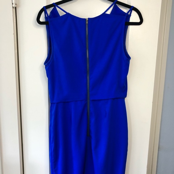 Blue Asymmetrical Double Spaghetti Strap Dress Size 4 - Picture 3 of 8